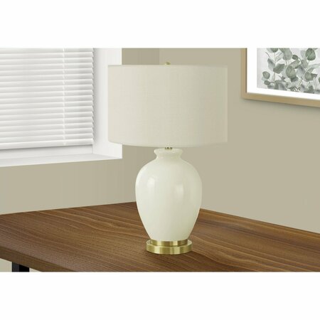 MONARCH SPECIALTIES Lighting, 26 in.H, Table Lamp, Ivory / Cream Shade, Cream Ceramic, Transitional I 9625
